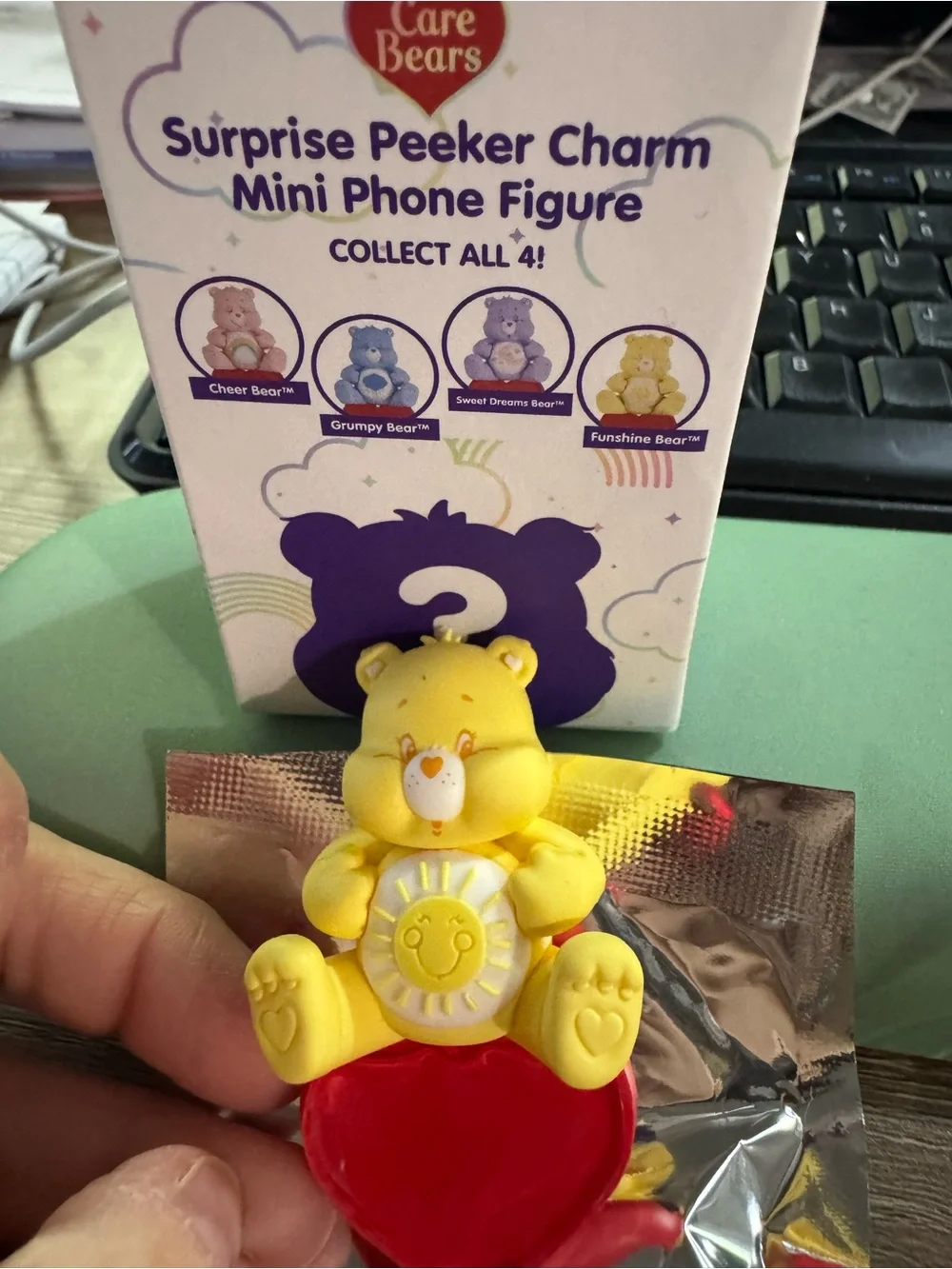 Care Bears Surprise Peeker Charm Mini Phone Figure - Funshine Bear